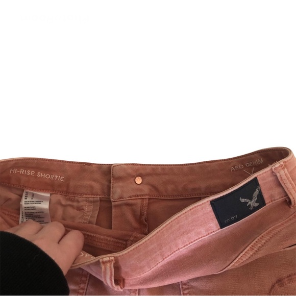 BOGO American Eagle light pink mauve dusty rose denim hi rise shortie shorts - Picture 7 of 8